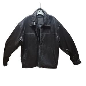 Vintage black Excelled Leather Coat Jacket Men Size Large SOFT like butter BIKER